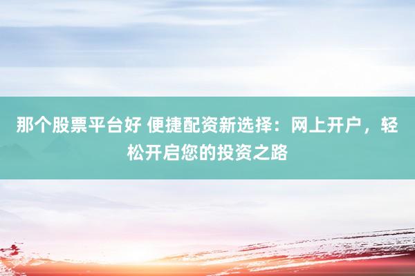 那个股票平台好 便捷配资新选择：网上开户，轻松开启您的投资之路