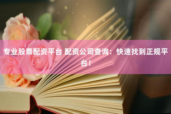 专业股票配资平台 配资公司查询：快速找到正规平台！