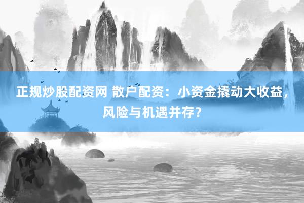 正规炒股配资网 散户配资：小资金撬动大收益，风险与机遇并存？