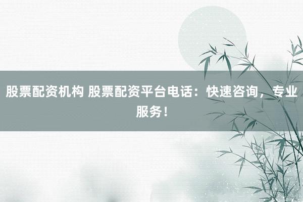 股票配资机构 股票配资平台电话：快速咨询，专业服务！