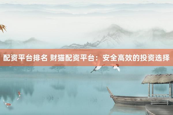 配资平台排名 财猫配资平台：安全高效的投资选择