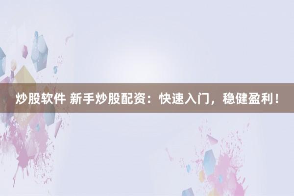炒股软件 新手炒股配资：快速入门，稳健盈利！