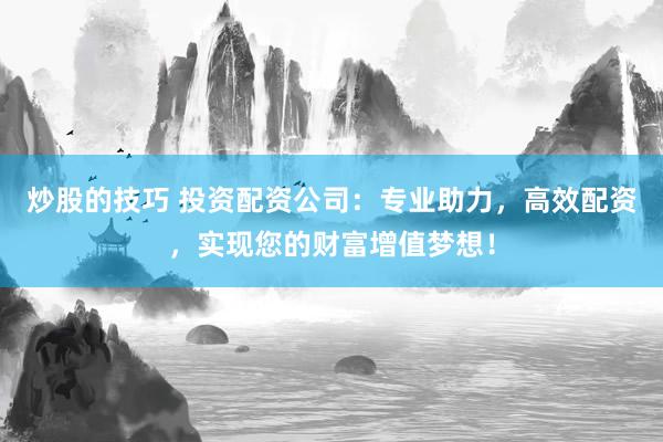 炒股的技巧 投资配资公司：专业助力，高效配资，实现您的财富增值梦想！