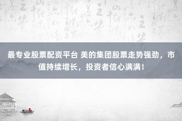 最专业股票配资平台 美的集团股票走势强劲，市值持续增长，投资者信心满满！