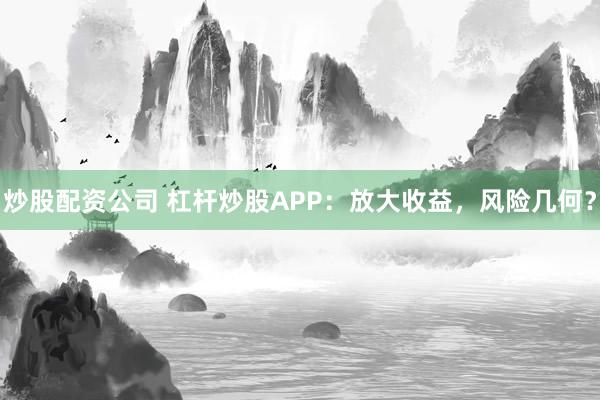 炒股配资公司 杠杆炒股APP：放大收益，风险几何？