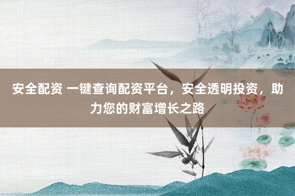 安全配资 一键查询配资平台，安全透明投资，助力您的财富增长之路