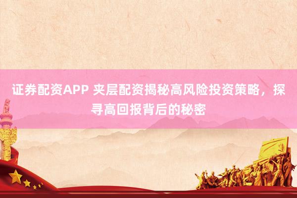 证券配资APP 夹层配资揭秘高风险投资策略，探寻高回报背后的秘密