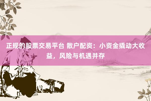正规的股票交易平台 散户配资:小资金撬动大收益,风险与机遇并存