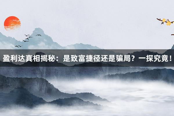 盈利达真相揭秘：是致富捷径还是骗局？一探究竟！
