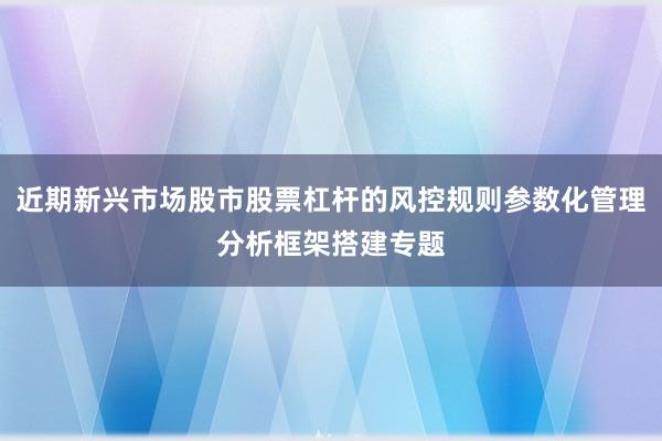 近期新兴市场股市股票杠杆的风控规则参数化管理分析框架搭建专题