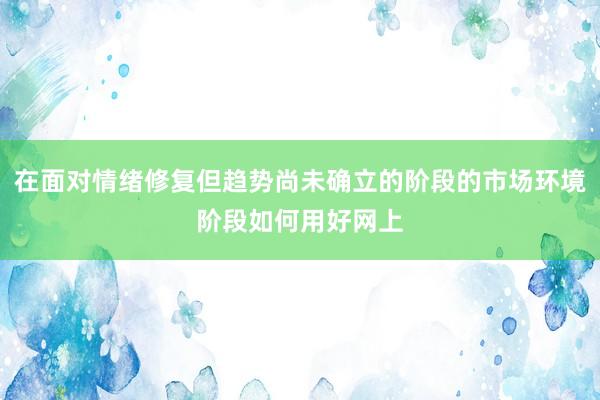在面对情绪修复但趋势尚未确立的阶段的市场环境阶段如何用好网上