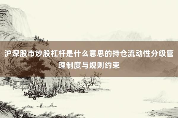 沪深股市炒股杠杆是什么意思的持仓流动性分级管理制度与规则约束