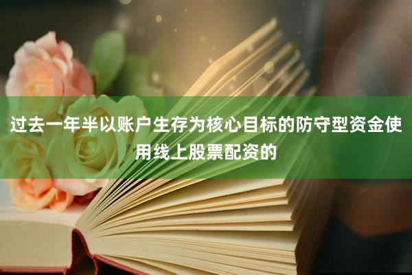 过去一年半以账户生存为核心目标的防守型资金使用线上股票配资的