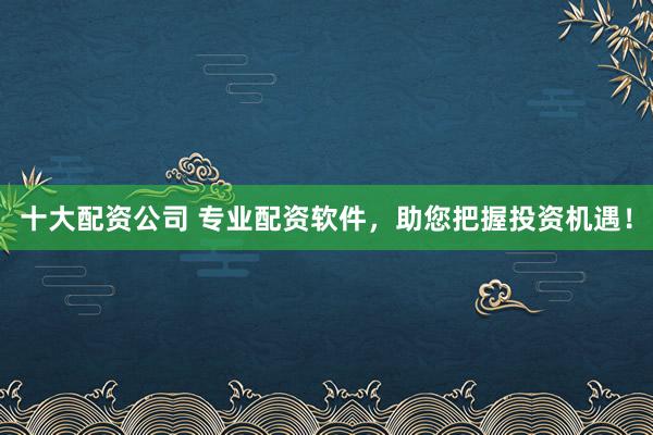 十大配资公司 专业配资软件,助您把握投资机遇!